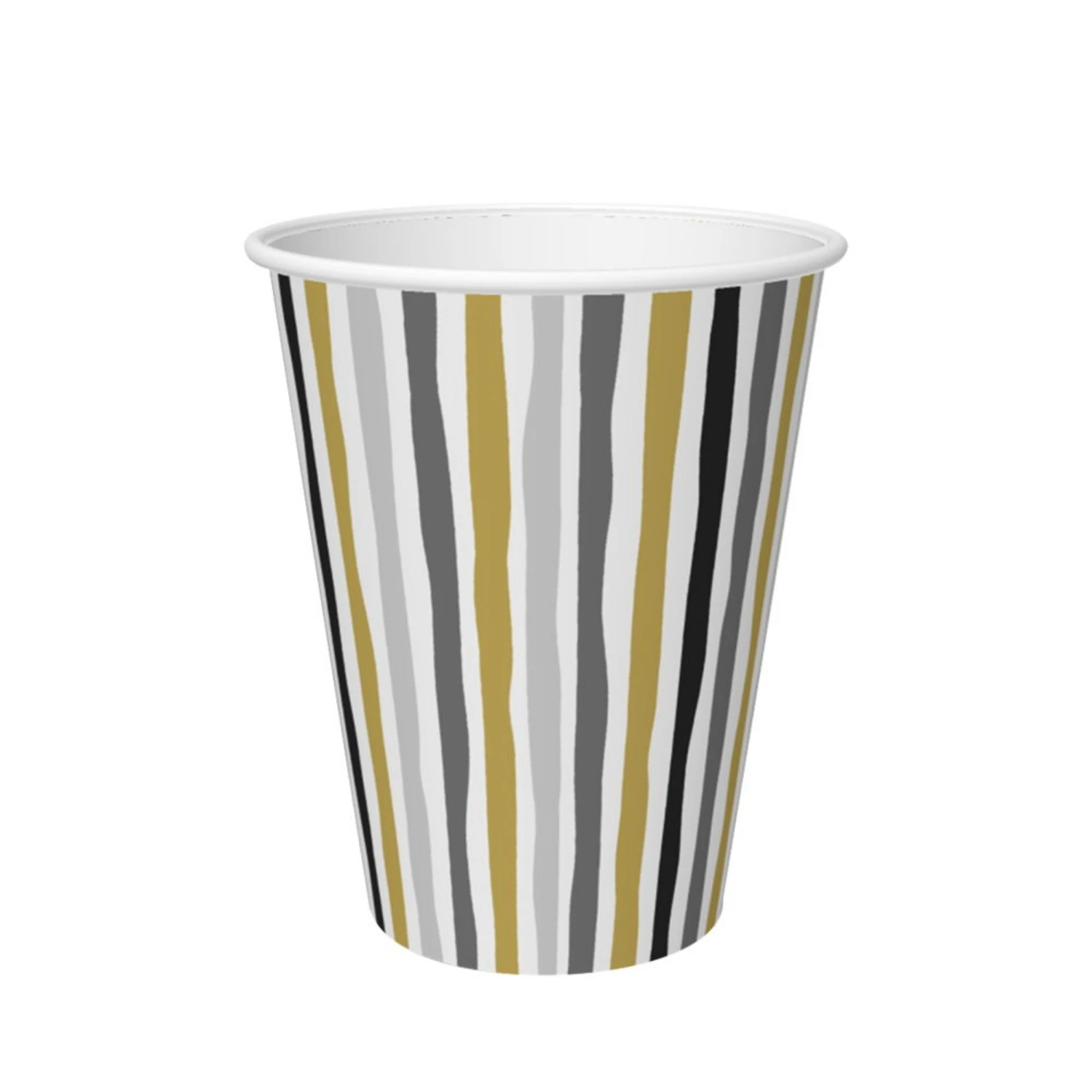 Bekers Stripes Black & Gold 24 Cl 10 Stuks 1 Bekers Stripes Black & Gold 24 Cl 10 Stuks
