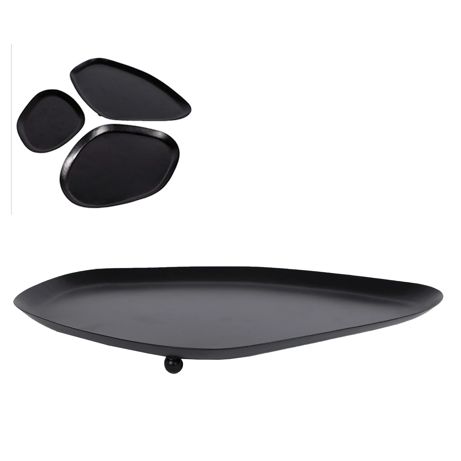 Onderbord Flow L Zwart Metaal 34x21x2cm 1 Onderbord Flow L Zwart Metaal 34x21x2cm